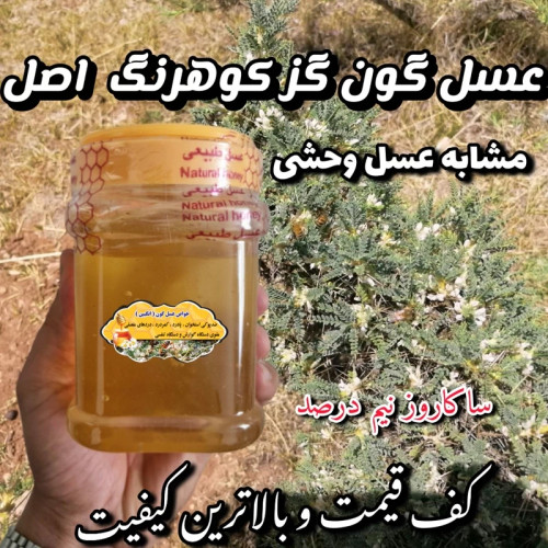 عسل گون گز ارگانیک کوهرنگ اصل 1 کیلویی. کوهی (خرید مستقیم از زنبوردار)ارسال رایگان با ۳م خرید