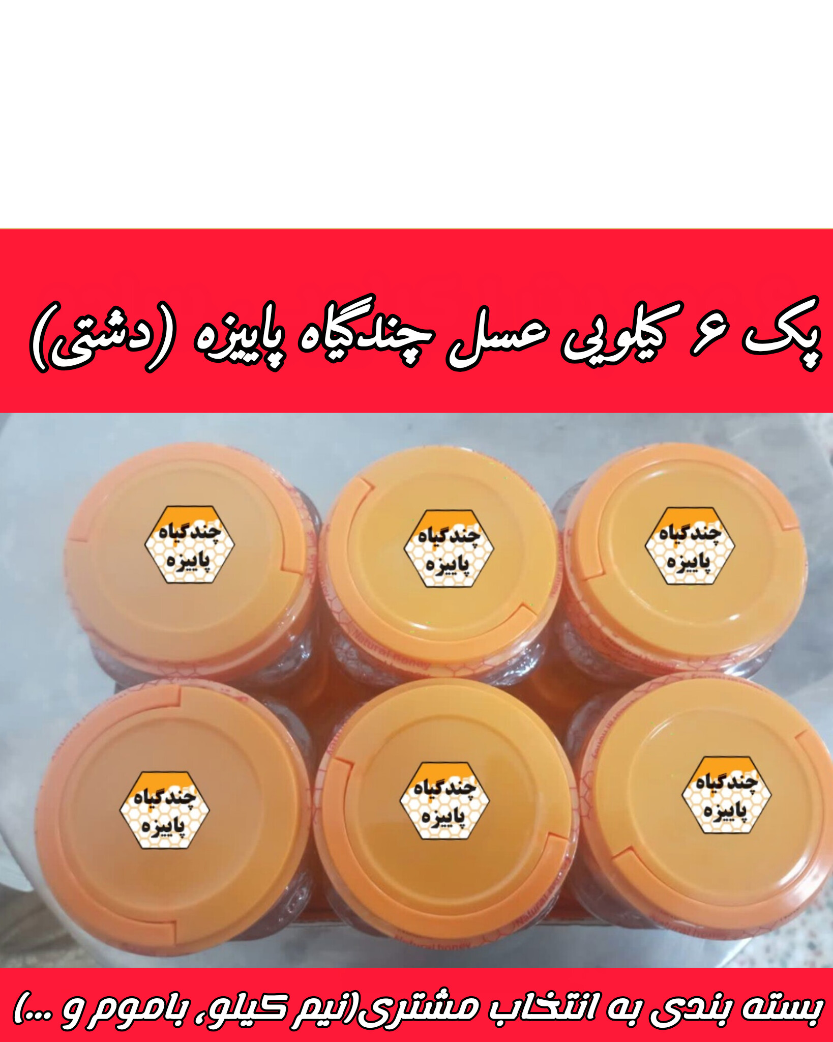 پک 6 کیلویی عسل چندگیاه پاییزه .دشتی.خرید مستقیم از زنبوردار